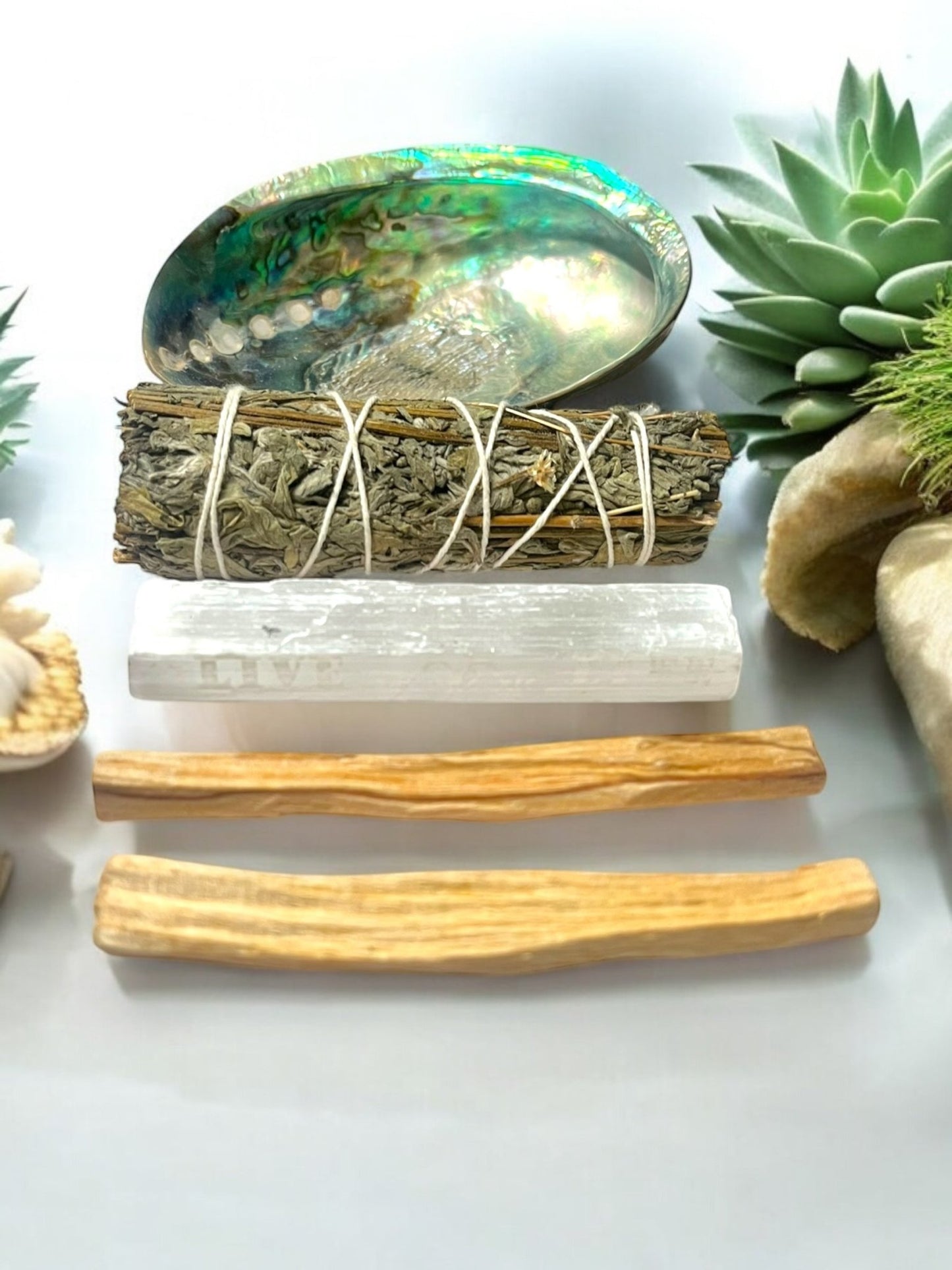 Energy Cleansing Kit – Abalone Shell, Sage, Palo Santo & Selenite - JoyfulBliss Co.