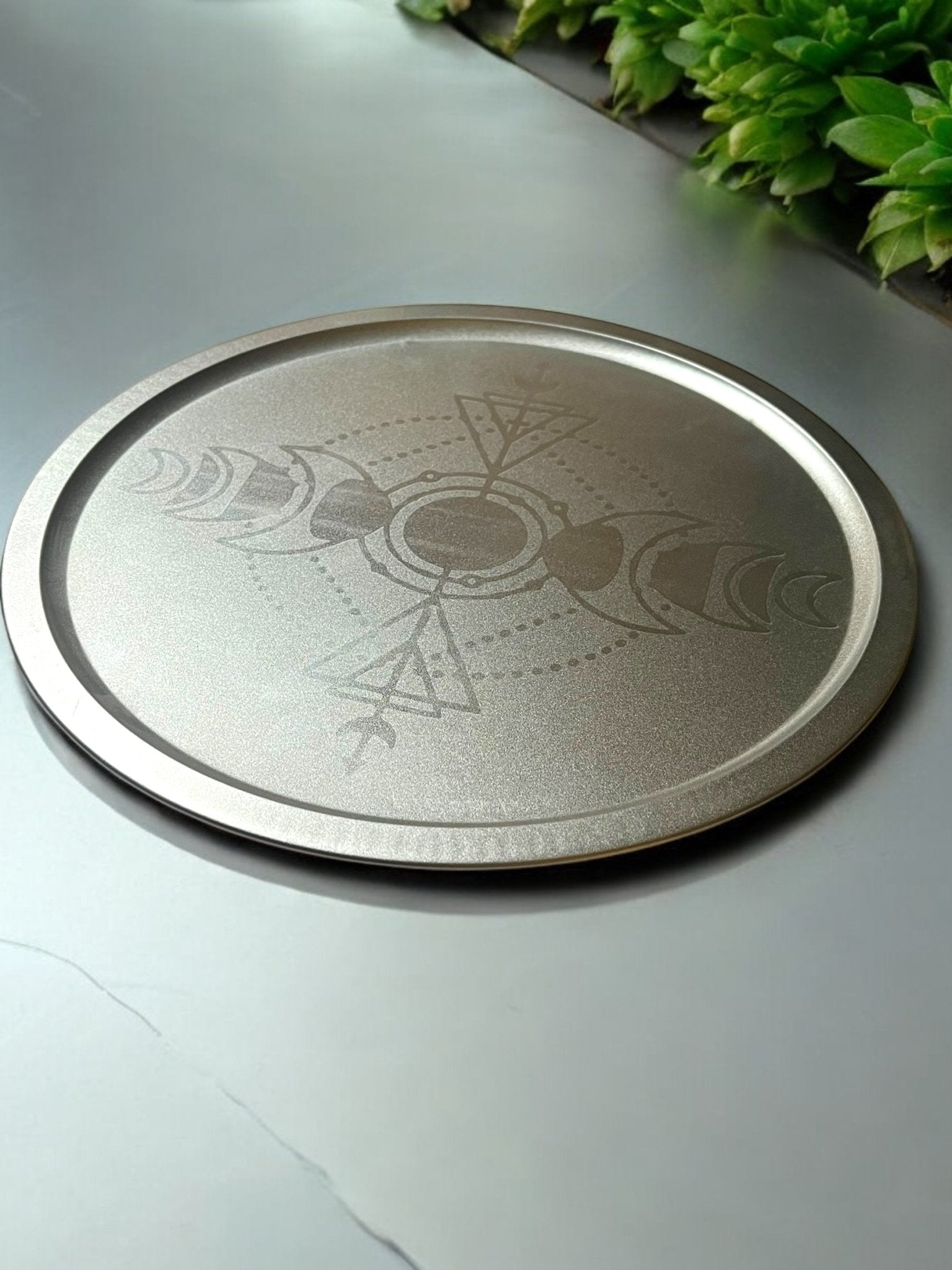 Engraved Decorative Charger Plates – 10” Spiritual & Celestial Designs - JoyfulBliss Co.