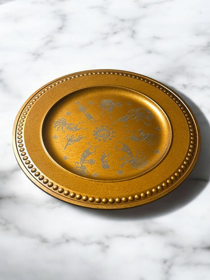 Engraved Decorative Charger Plates – 10” Spiritual & Celestial Designs - JoyfulBliss Co.
