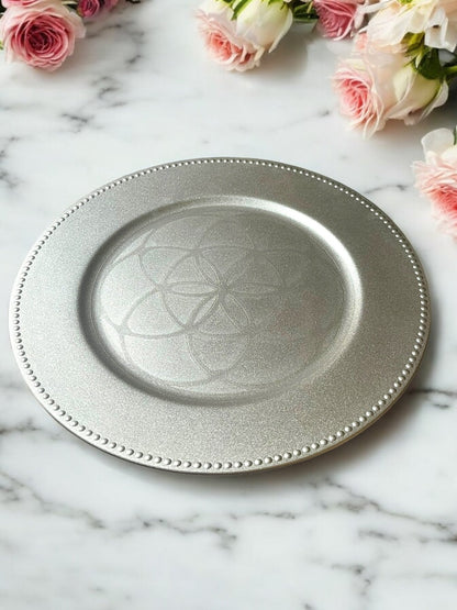 Engraved Decorative Charger Plates – 10” Spiritual & Celestial Designs - JoyfulBliss Co.