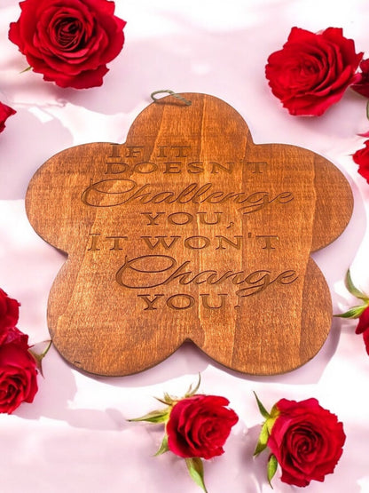 Flower Shaped Engraved Wooden Hanging Sign (7x7) - JoyfulBliss Co.
