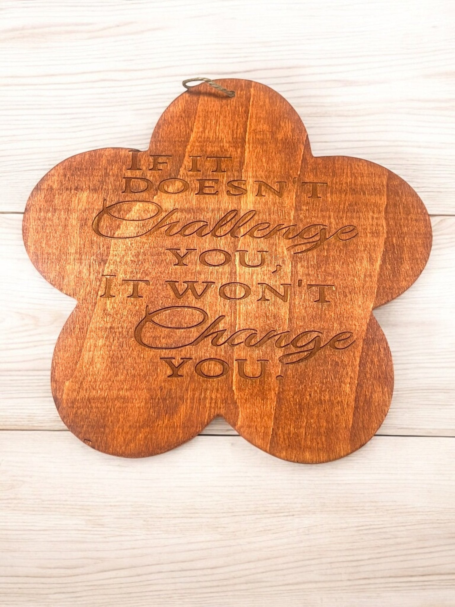 Flower Shaped Engraved Wooden Hanging Sign (7x7) - JoyfulBliss Co.