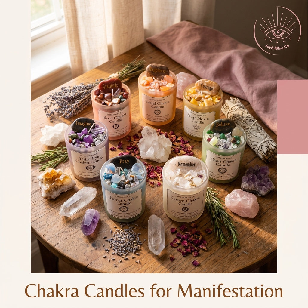 7 Chakra Candle Collection Set | Crystal Infused Soy Wax Meditation Candles | Spiritual Healing & Energy Balance Gift Set