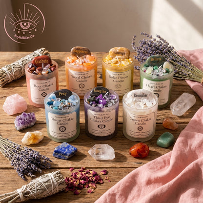7 Chakra Candle Collection Set | Crystal Infused Soy Wax Meditation Candles | Spiritual Healing & Energy Balance Gift Set