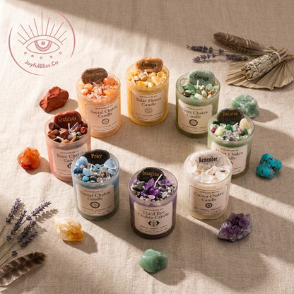 7 Chakra Candle Collection Set | Crystal Infused Soy Wax Meditation Candles | Spiritual Healing & Energy Balance Gift Set