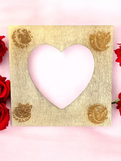 Heart-Shaped Wooden Engraved Picture Frame (7x5) - JoyfulBliss Co.