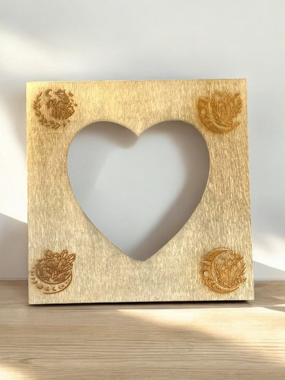 Heart-Shaped Wooden Engraved Picture Frame (7x5) - JoyfulBliss Co.