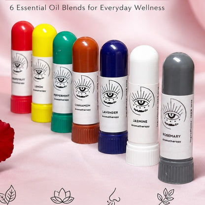 JoyfulBliss Co. set of seven colorful aromatherapy essential oil inhalers for wellness and mood support