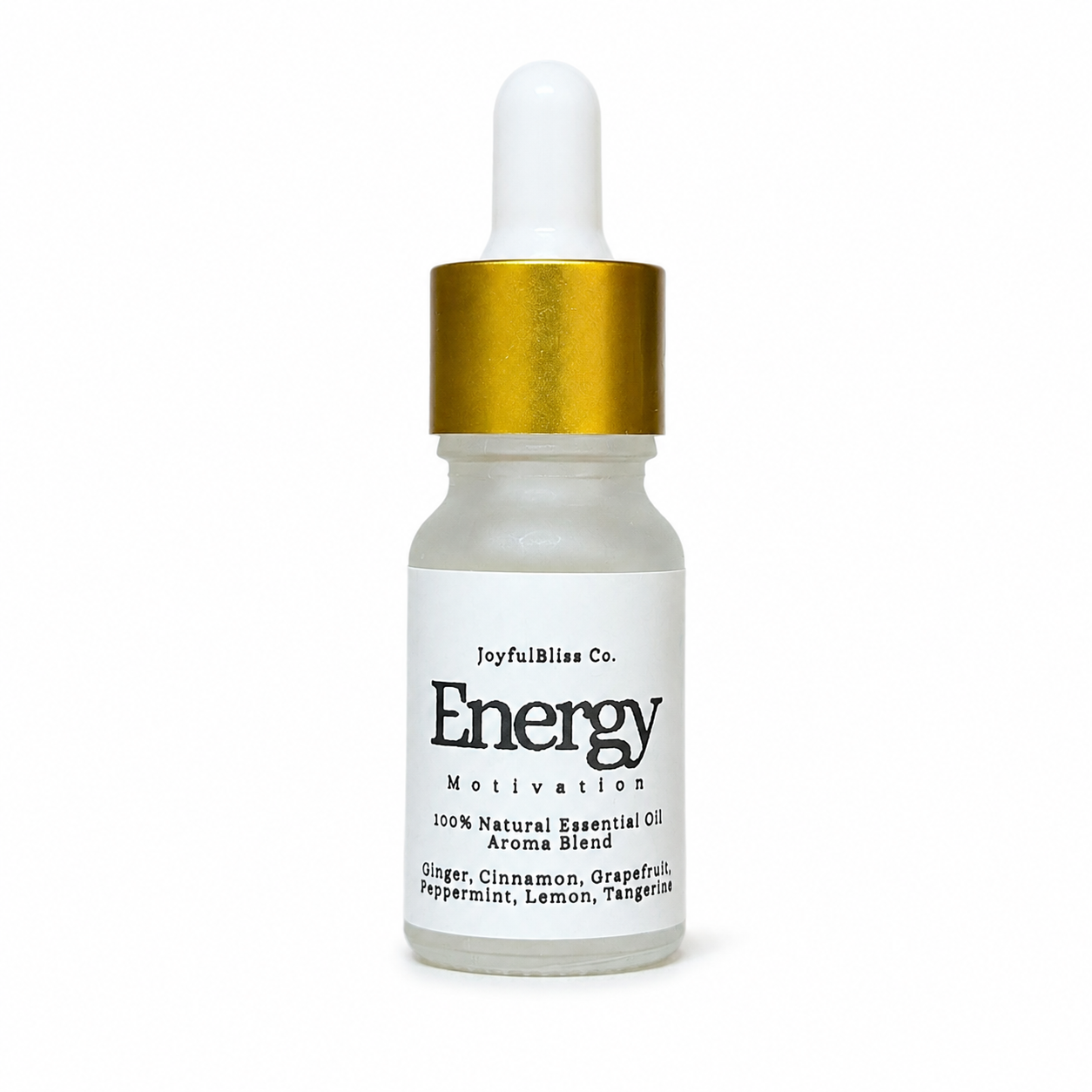 Energy Essential Oil Blend on white background