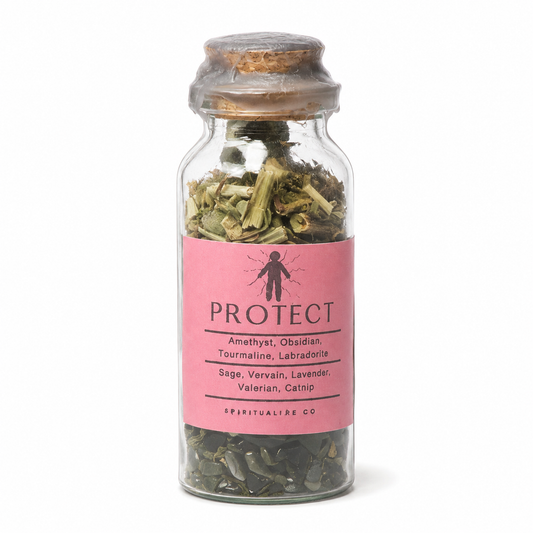 Protection and Banishing Spell Jar on white background
