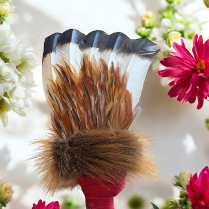 Native American Authentic Handcrafted  Beaded & Leather Wrapped Prayer Smudge Fan - JoyfulBliss Co.
