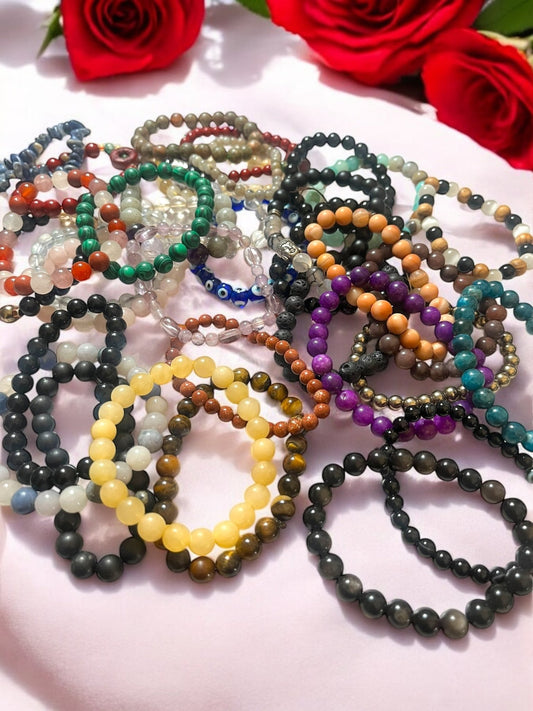 Natural Gemstone Bead Bracelets – Energy, Balance, Protection (Multiple Sizes & Stones Available) - JoyfulBliss Co.