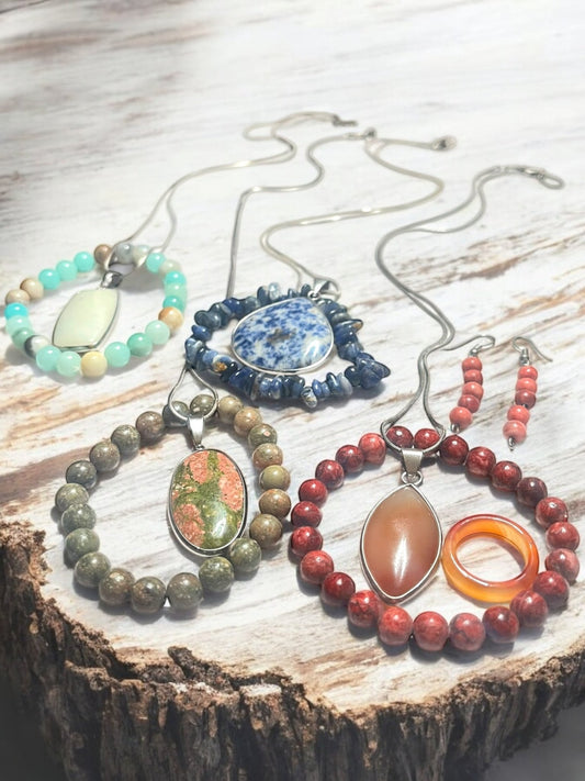 One-of-a-Kind Gemstone Pendant & Bracelet Sets – Unique Variations Available - JoyfulBliss Co.