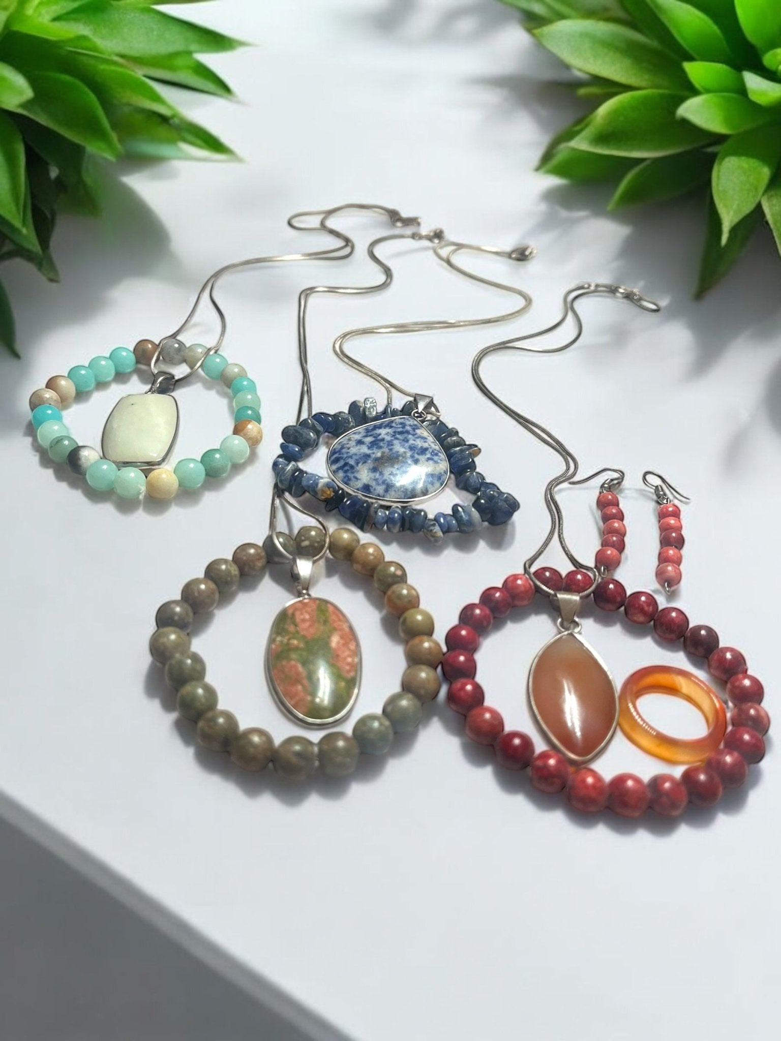 One-of-a-Kind Gemstone Pendant & Bracelet Sets – Unique Variations Available - JoyfulBliss Co.