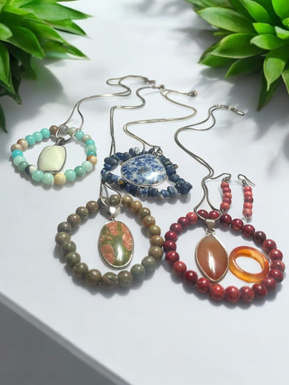 One-of-a-Kind Gemstone Pendant & Bracelet Sets – Unique Variations Available - JoyfulBliss Co.