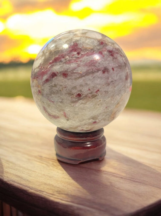 Pink Rubellite Tourmaline Sphere – 75mm (Includes Stand) - JoyfulBliss Co.