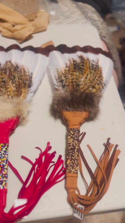 Authentic Creek Feather Smudge Fan: Native American Prayer Tool Handcrafted by La Ne Ayo Artist