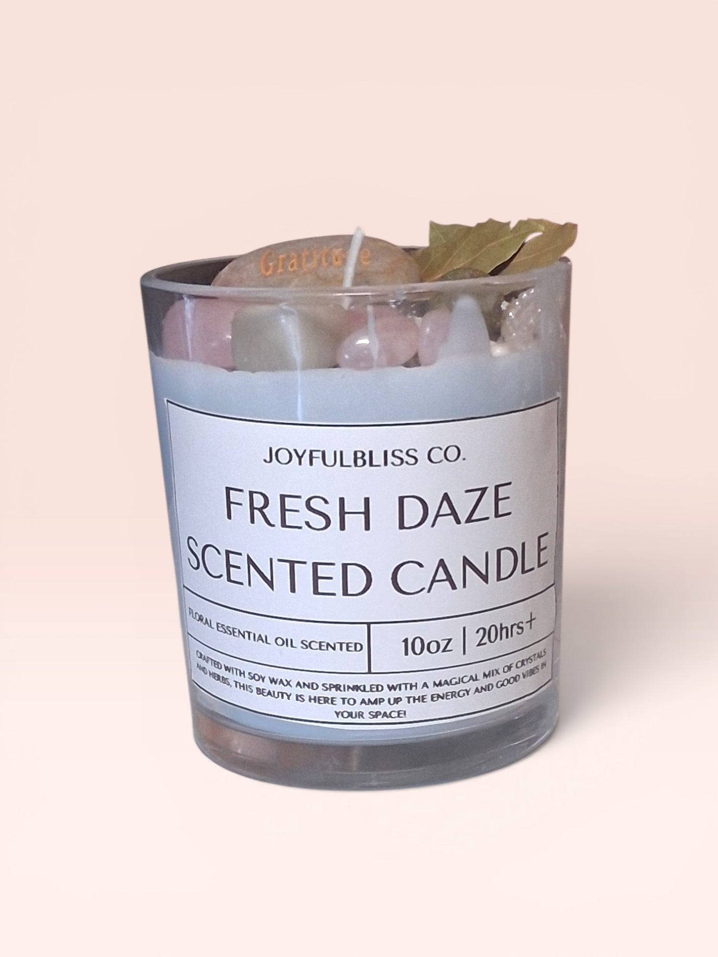 Fresh Daze Floral Essential Oil Scented Candle | Soy Wax Crystal Candle | Home Fragrance Decor | JoyfulBliss Co.
