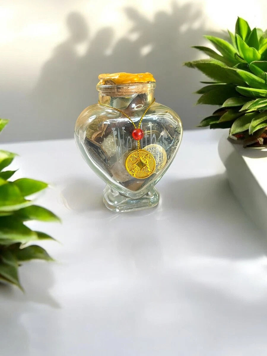 Heart of Wealth Prosperity Vase, Manifesting Abundance Spell Jar