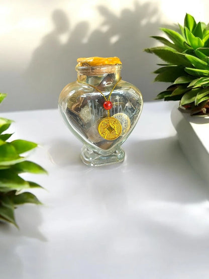 Heart of Wealth Prosperity Vase, Manifesting Abundance Spell Jar