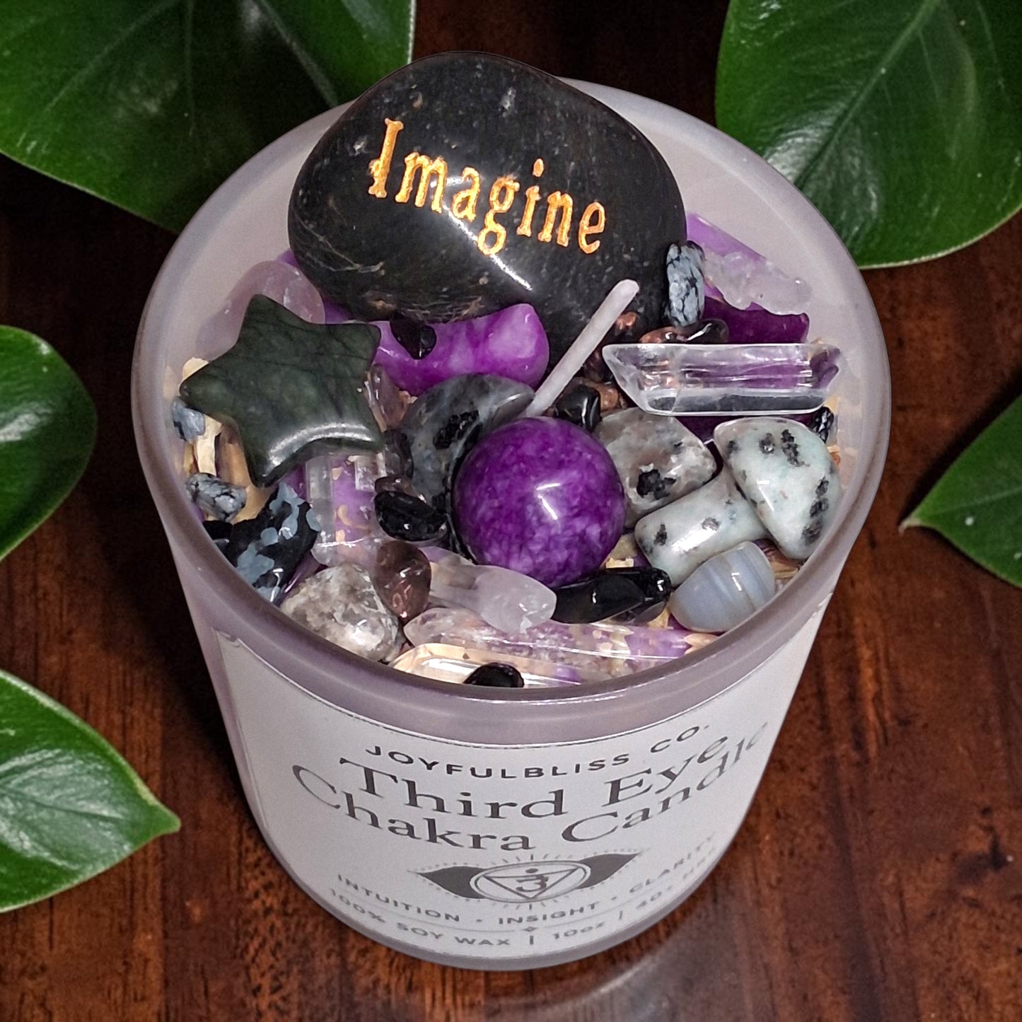Third Eye Chakra Candle | Intuition & Clarity Crystal Soy Wax Candle | Spiritual Meditation Candle | Purple Chakra Healing Candle | JoyfulBliss Co.