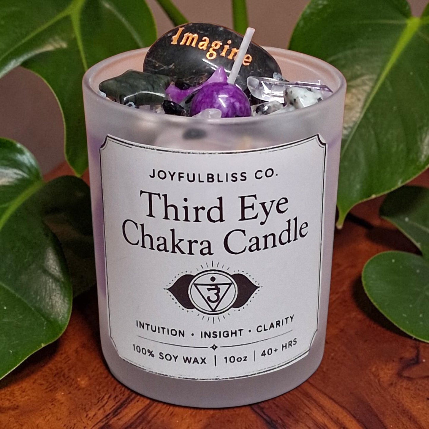 Third Eye Chakra Candle | Intuition & Clarity Crystal Soy Wax Candle | Spiritual Meditation Candle | Purple Chakra Healing Candle | JoyfulBliss Co.