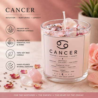 Cancer Zodiac Energy Alignment 10oz Soy Wax Candle
