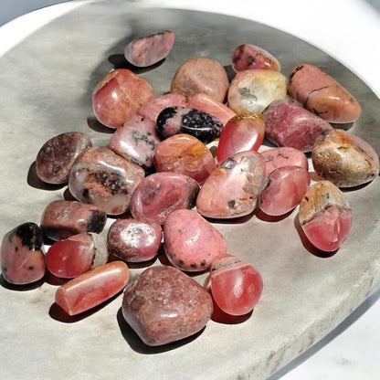 3 Rhodochrosite Tumbled Stones – Love, Healing, Joy + Organza Gift Bag
