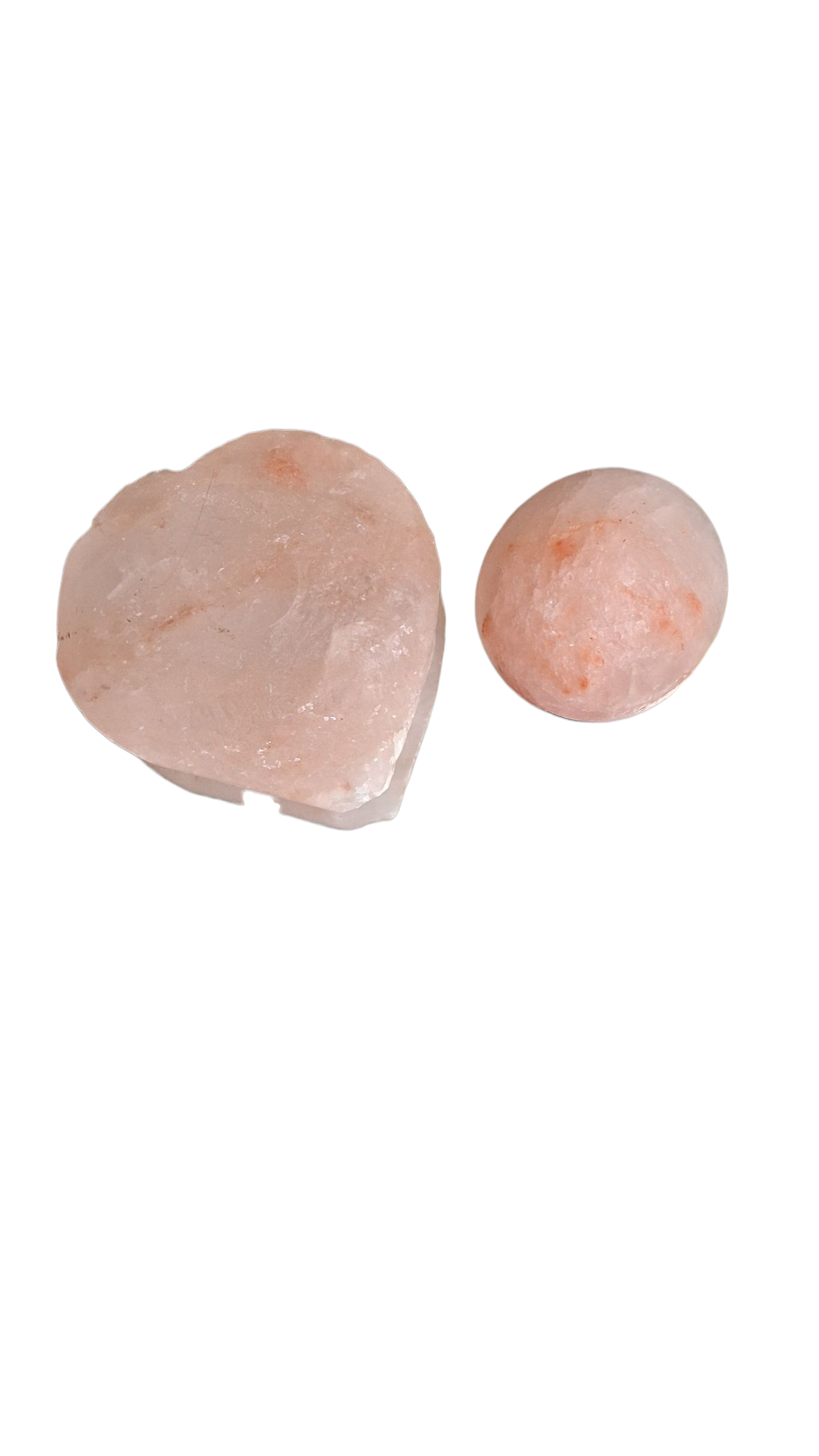 Himalayan Salt Heart (3") & Sphere (40mm) – Natural Crystal Carvings