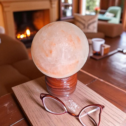Himalayan Salt Heart (3") & Sphere (40mm) – Natural Crystal Carvings