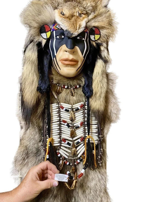 Cheyenne Soldier Tribal Face Mask, Native American Handcrafted Art 4ft