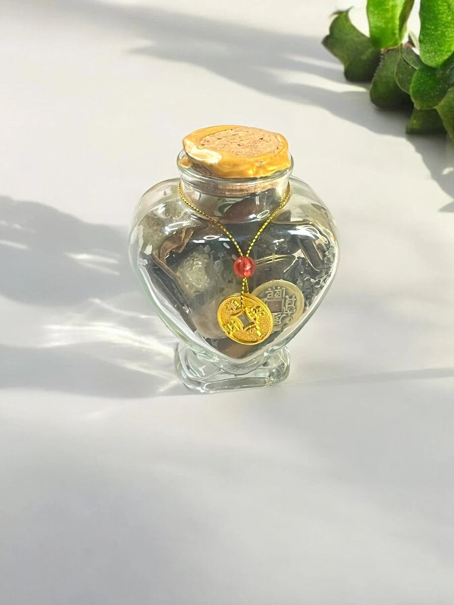 Heart of Wealth Prosperity Vase, Manifesting Abundance Spell Jar