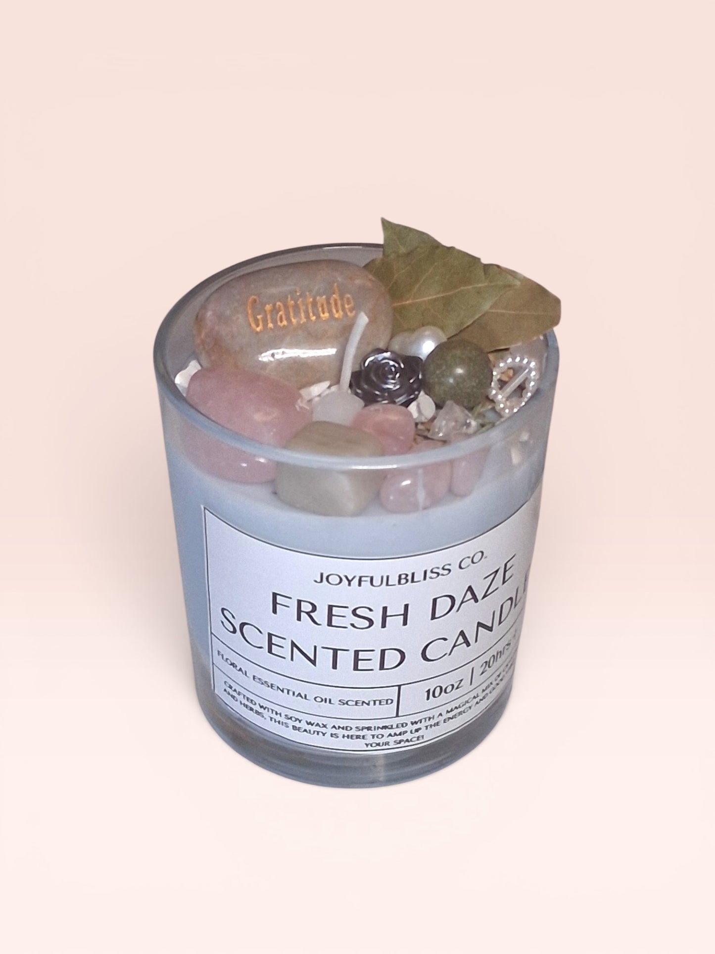 Fresh Daze Floral Essential Oil Scented Candle | Soy Wax Crystal Candle | Home Fragrance Decor | JoyfulBliss Co.