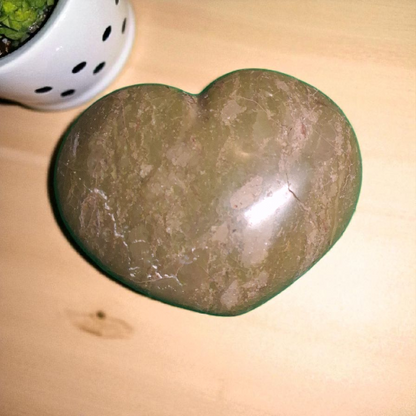 Green Opal Heart – 4" Polished Crystal Carving for Healing & Love Energy