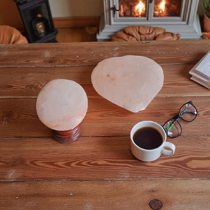 Himalayan Salt Heart (3") & Sphere (40mm) – Natural Crystal Carvings