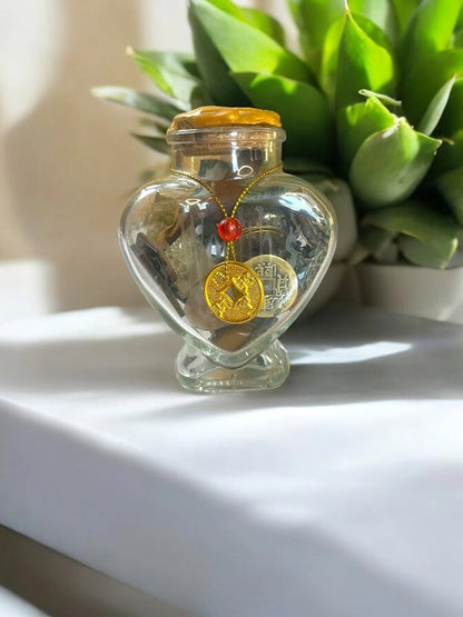 Heart of Wealth Prosperity Vase, Manifesting Abundance Spell Jar