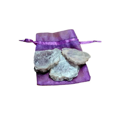 3 Raw Lepidolite Stones – Anxiety Relief, Peace, Balance + Gift Bag