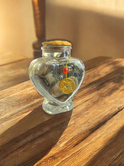 Heart of Wealth Prosperity Vase, Manifesting Abundance Spell Jar
