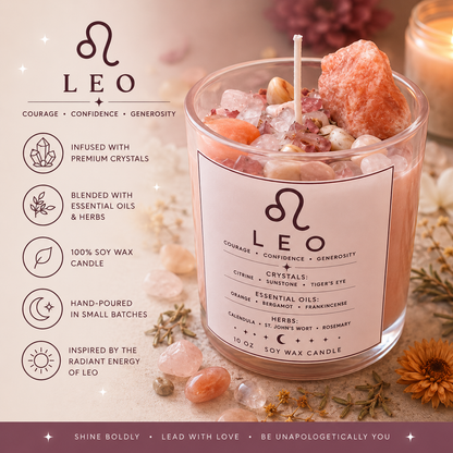 Leo Zodiac Energy Alignment 10oz Soy Wax Candle
