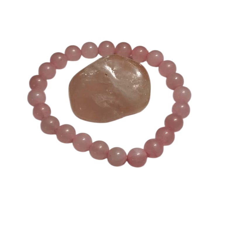 Rose Quartz Crystal Bracelet with Tumbled Stone – Love, Healing & Heart Chakra Energy Set