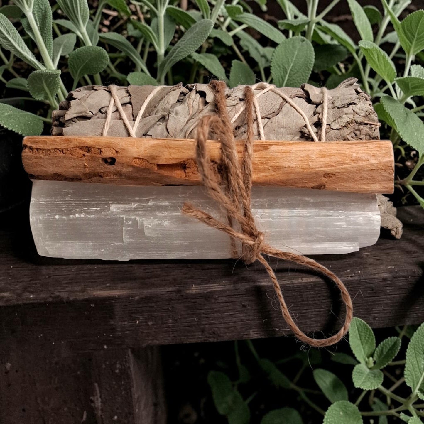 Sacred Energy Cleansing Set | White Sage, Palo Santo & Selenite Crystal Smudging Kit