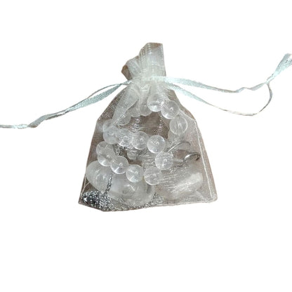 Clear Quartz Crystal Healing Set – Pendant Necklace, Beaded Bracelet, Tumbled Stones & Gift Bag