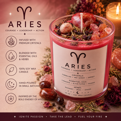 Aries Zodiac Energy Alignment 10oz Soy Wax Candle