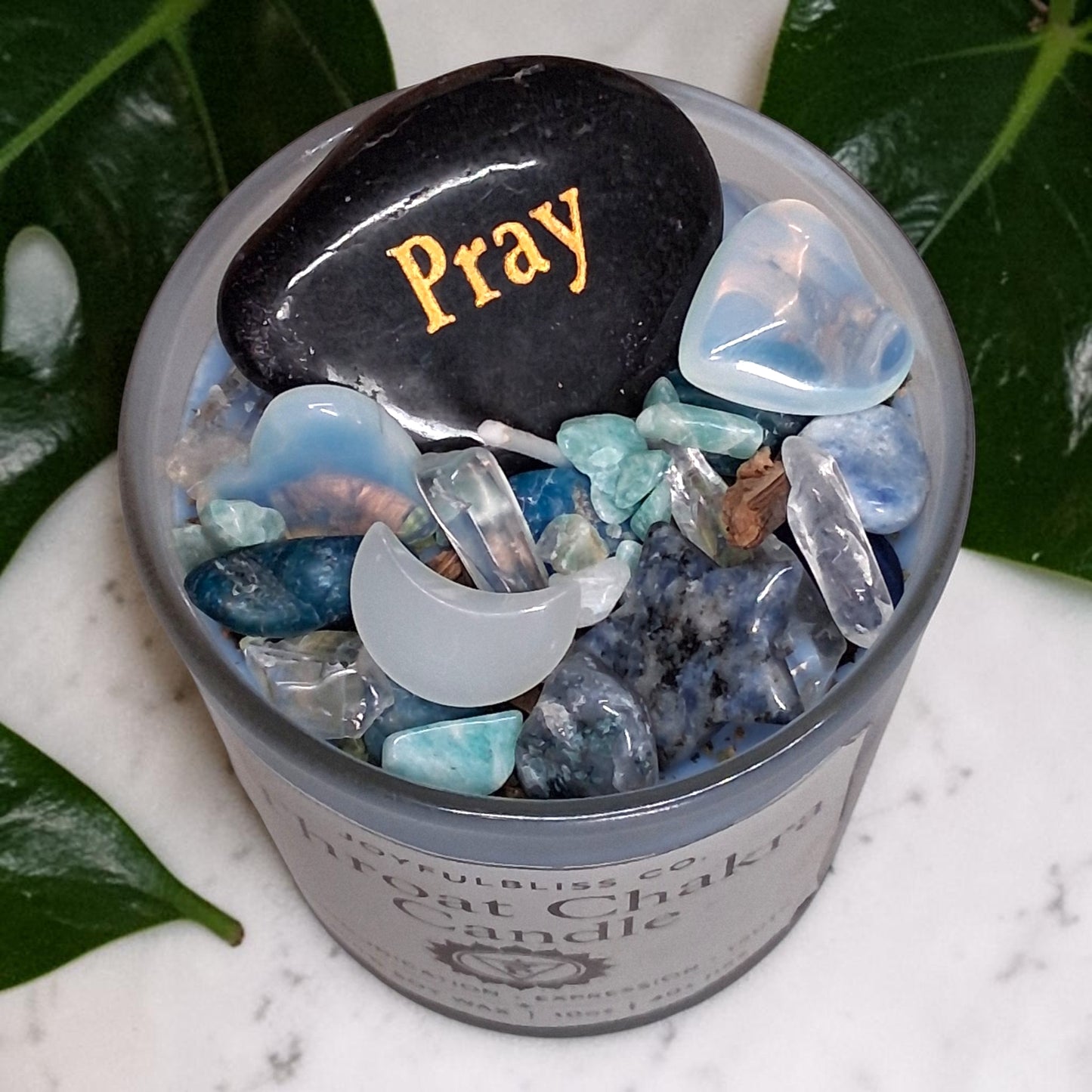 Throat Chakra Candle | Communication & Truth Soy Wax Crystal Candle | Blue Chakra Healing Candle | Spiritual Meditation Candle | JoyfulBliss Co.