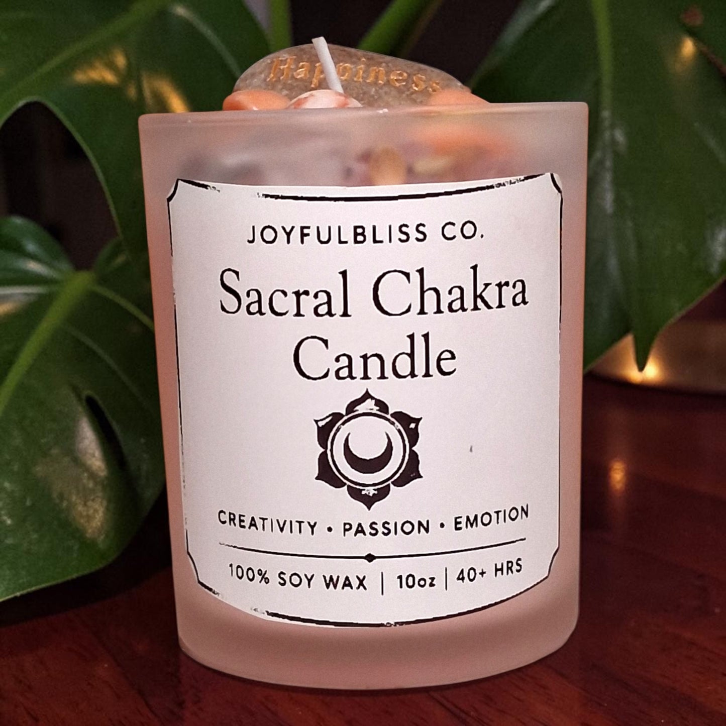 Sacral Chakra Candle – Creativity, Passion & Emotional Balance Soy Wax Crystal Candle | JoyfulBliss Co.