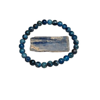 Lapis Lazuli 6mm Beaded Bracelet with Raw Kyanite Crystal – Truth & Intuition Set