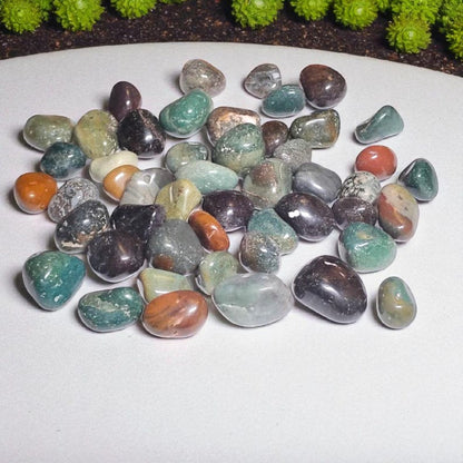 3 Fancy Jasper Tumbled Stones – Calm, Focus, Healing + Organza Gift Bag