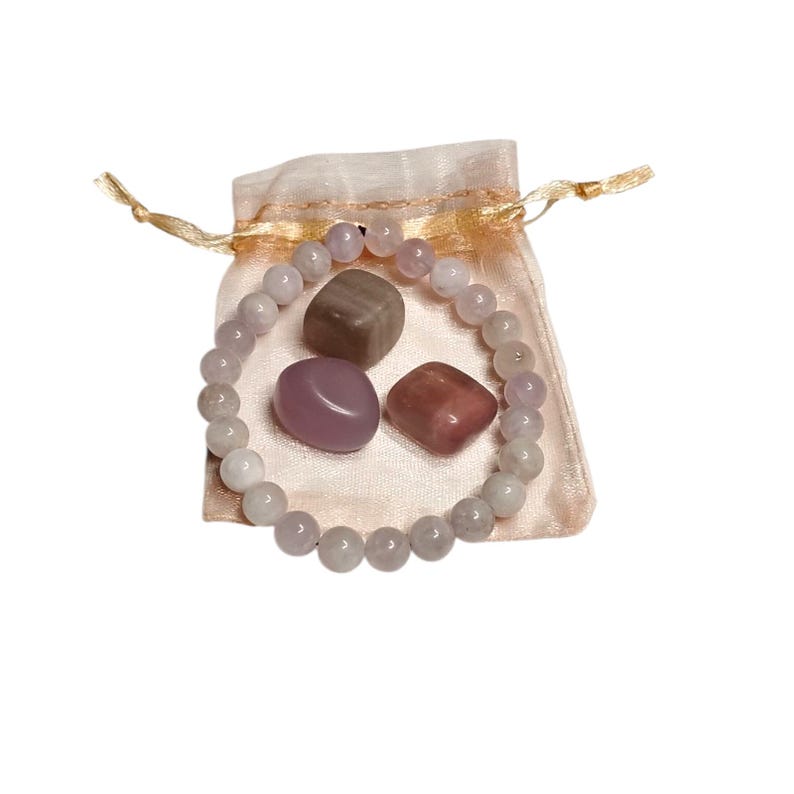 Light Amethyst Healing Bracelet with Fluorite Tumbled Stone Trio – Calm, Balance & Intuition Set
