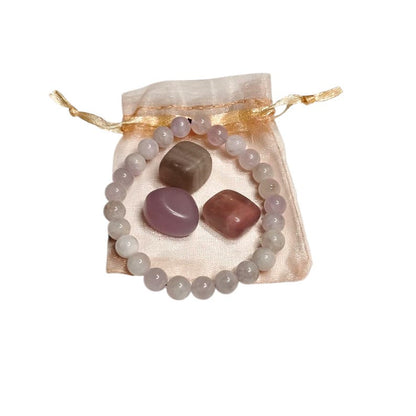 Light Amethyst Healing Bracelet with Fluorite Tumbled Stone Trio – Calm, Balance & Intuition Set