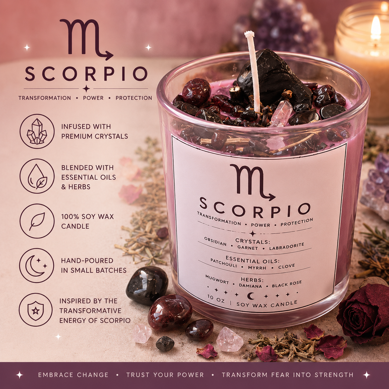 Zodiac Candle Collection 10oz Soy Wax